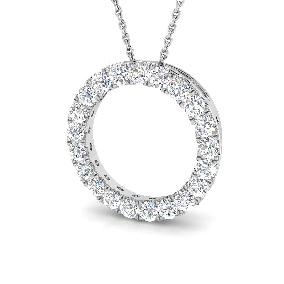 9ct White Gold Round Lab Grown Diamond Pendant 1