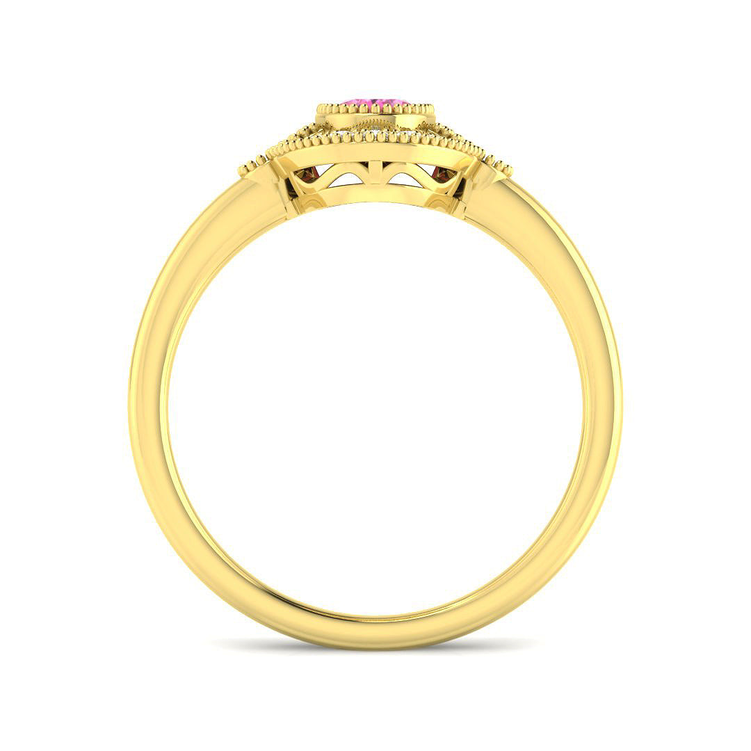 9ct Yellow Gold Oval Pink Sapphire and Diamond Ring 2
