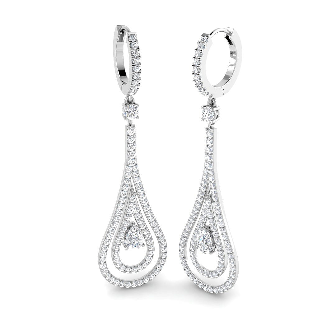 9ct White Gold Pear Lab Grown Diamond Earrings 1