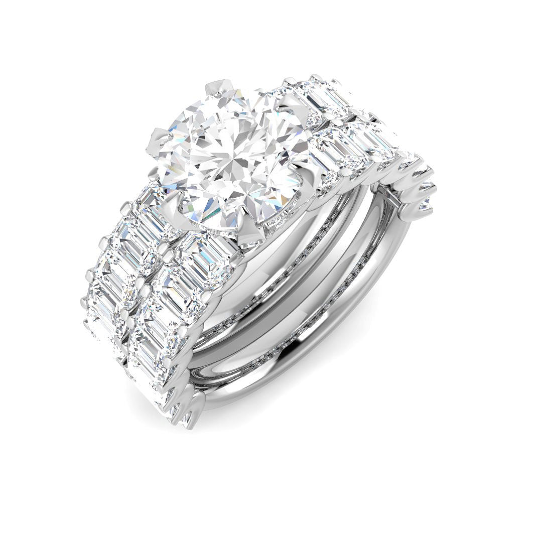 9ct White Gold Emerald Cut Lab Grown Diamond Ring 1