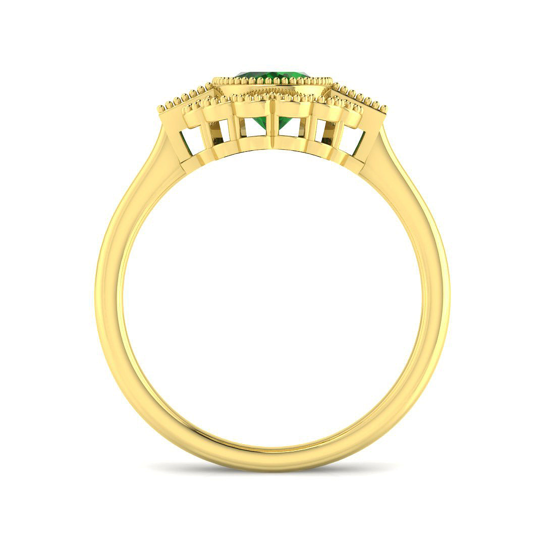9ct Yellow Gold Baguette and Oval Emerald and Diamond Ring 2