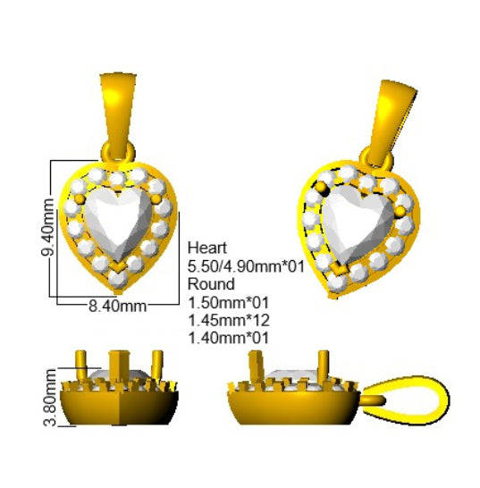 9ct Yellow Gold Heart Lab Grown Diamond Pendant 2