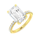 18ct Yellow Gold Emerald Cut Lab Grown Diamond Ring 1