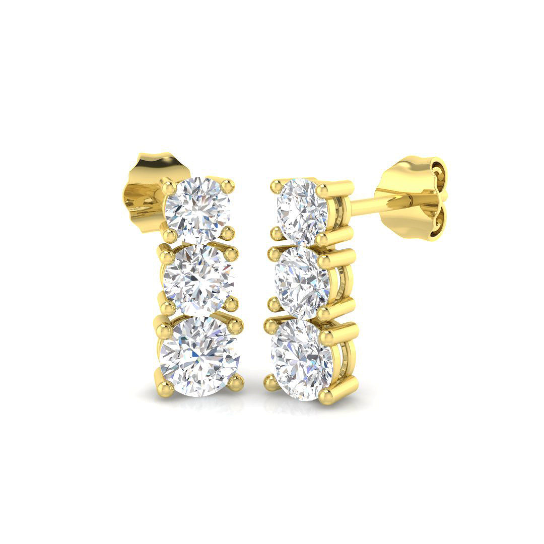 9ct Yellow Gold Round Lab Grown Diamond Earrings 1
