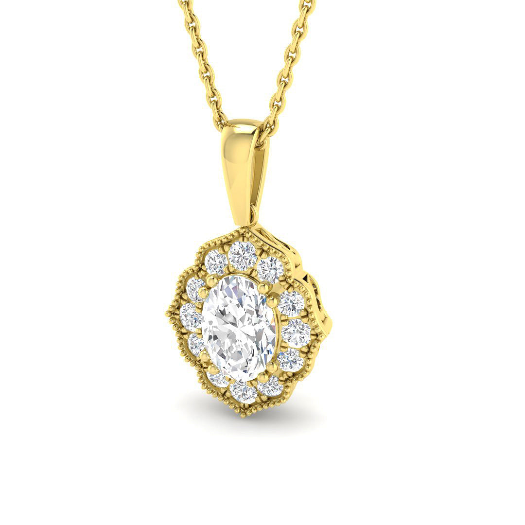 9ct Yellow Gold Oval Lab Grown Diamond Pendant 1