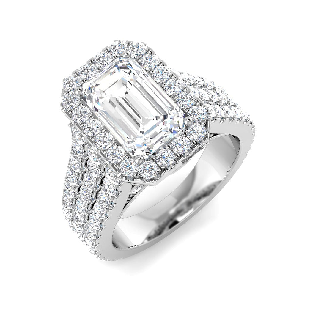 9ct White Gold Emerald Cut Lab Grown Diamond Ring 1