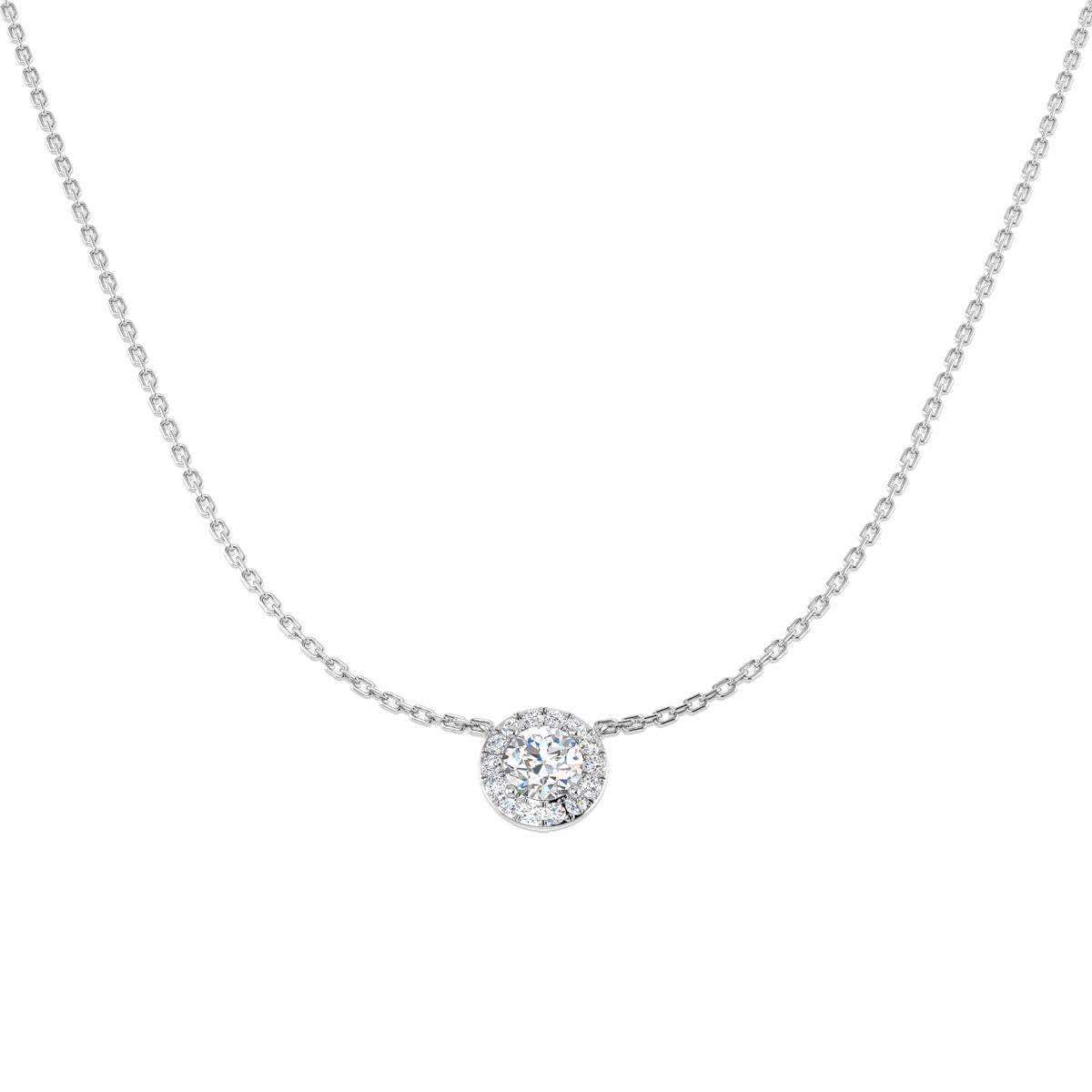 9ct White Gold Round Lab Grown Diamond Necklace 1