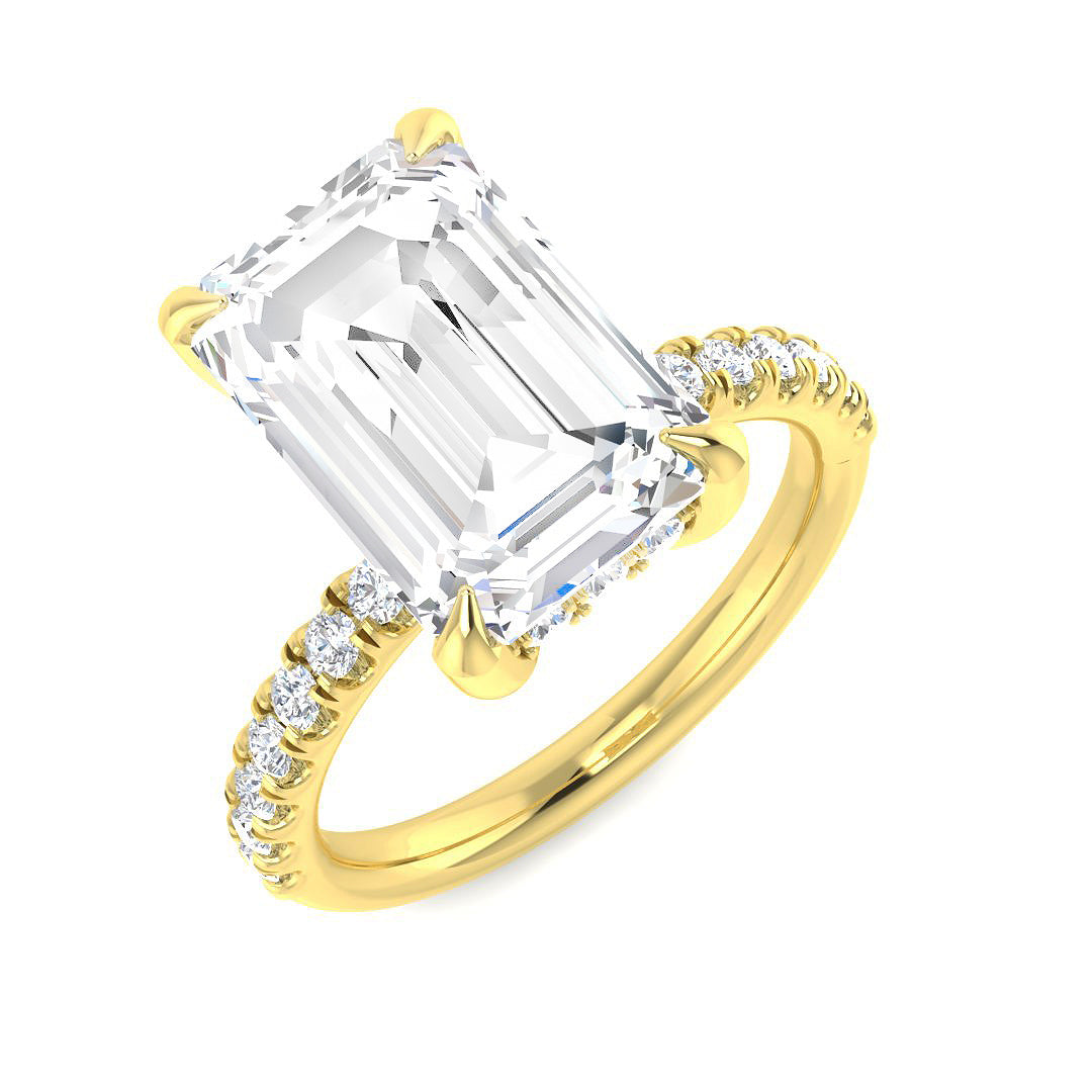 9ct Yellow Gold Emerald Cut Lab Grown Diamond Ring 1