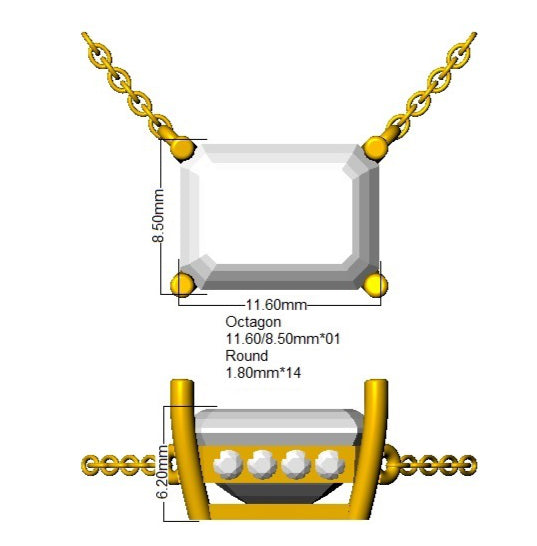9ct Yellow Gold Radiant Lab Grown Diamond Necklace 2