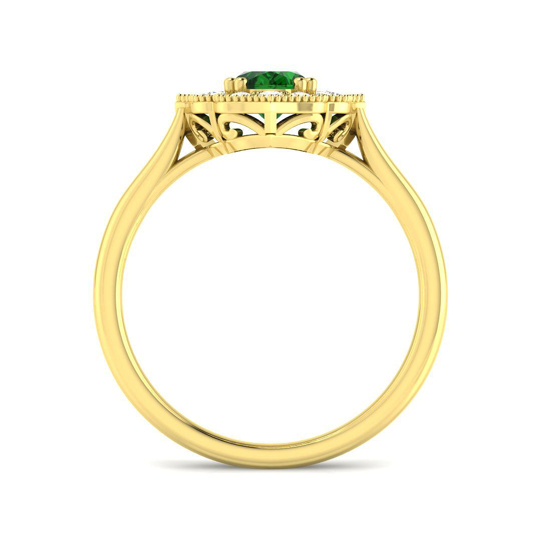 9ct Yellow Gold Oval Emerald and Diamond Ring 2