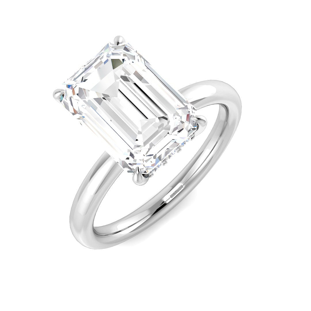 Platinum Emerald Cut Lab Grown Diamond Ring 1