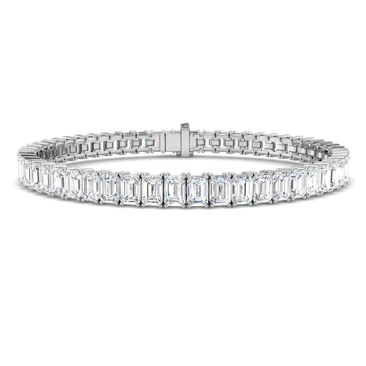 9ct White Gold Emerald Cut Lab Grown Diamond Bracelet 1