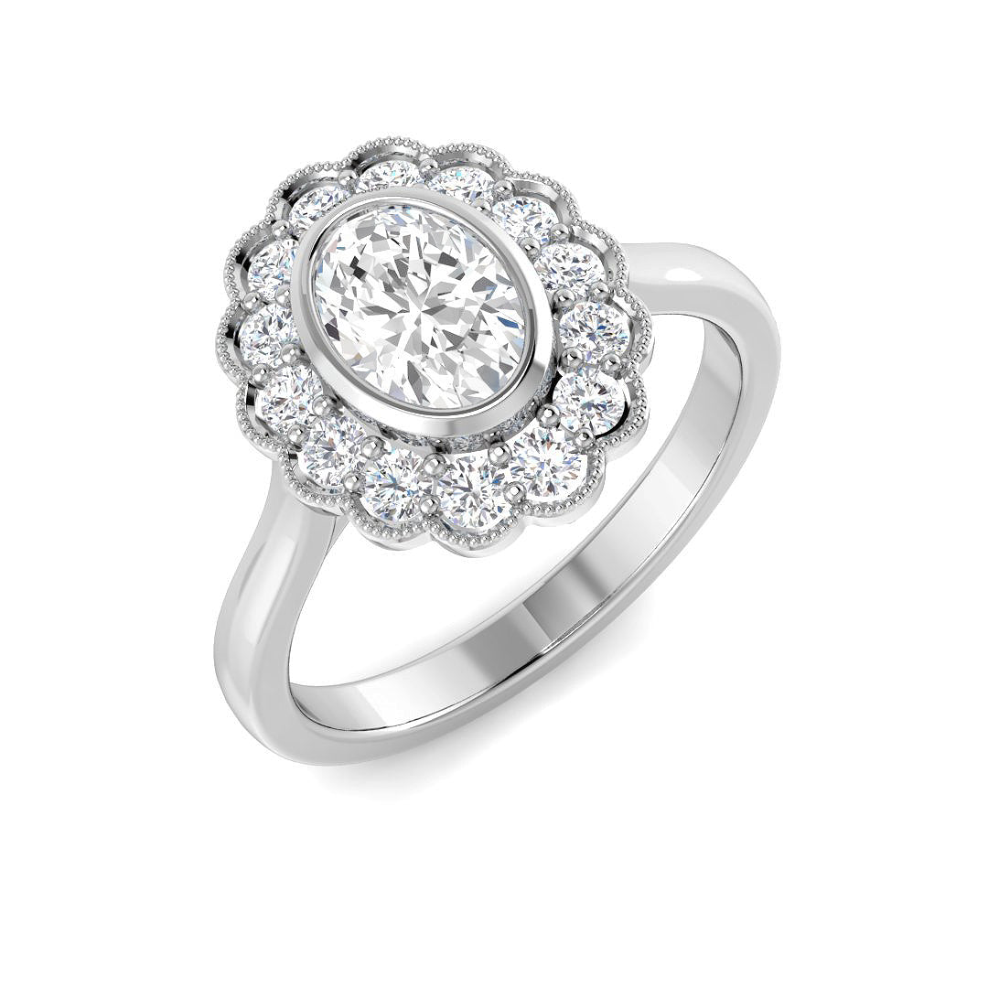 Platinum Oval Lab Grown Diamond Ring 1