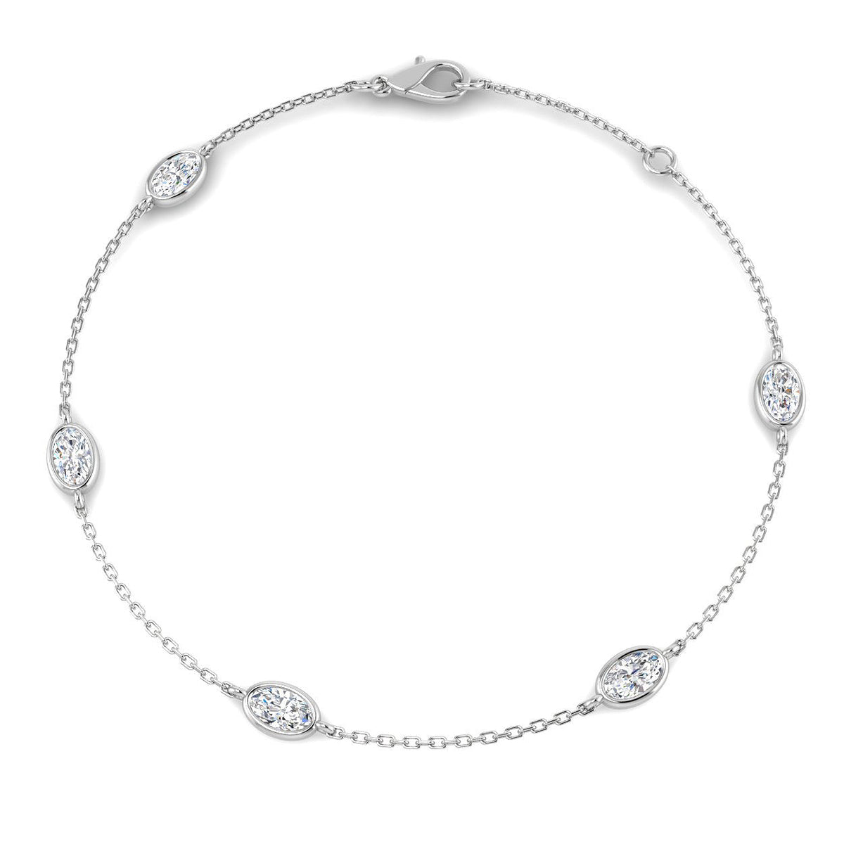 9ct White Gold Oval Lab Grown Diamond Bracelet 1