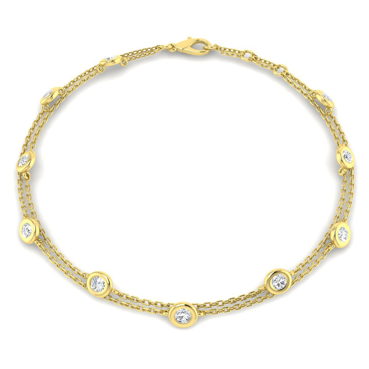 9ct Yellow Gold Round Lab Grown Diamond Bracelet 1