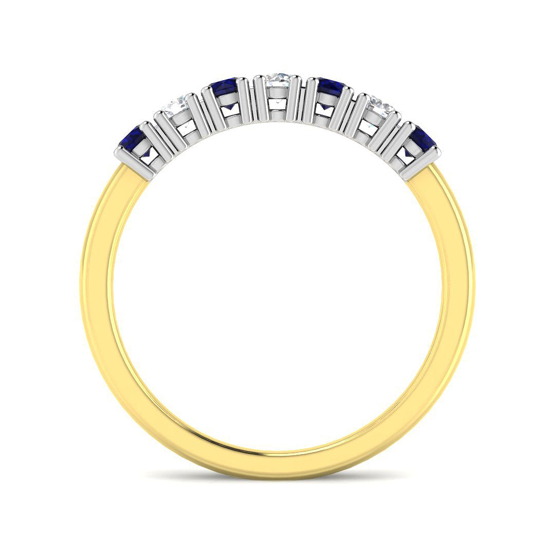 9ct Two Tone Round Blue Sapphire and Diamond Ring 2