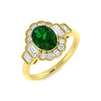 18ct Yellow Gold Baguette and Oval Emerald and Diamond Ring 1