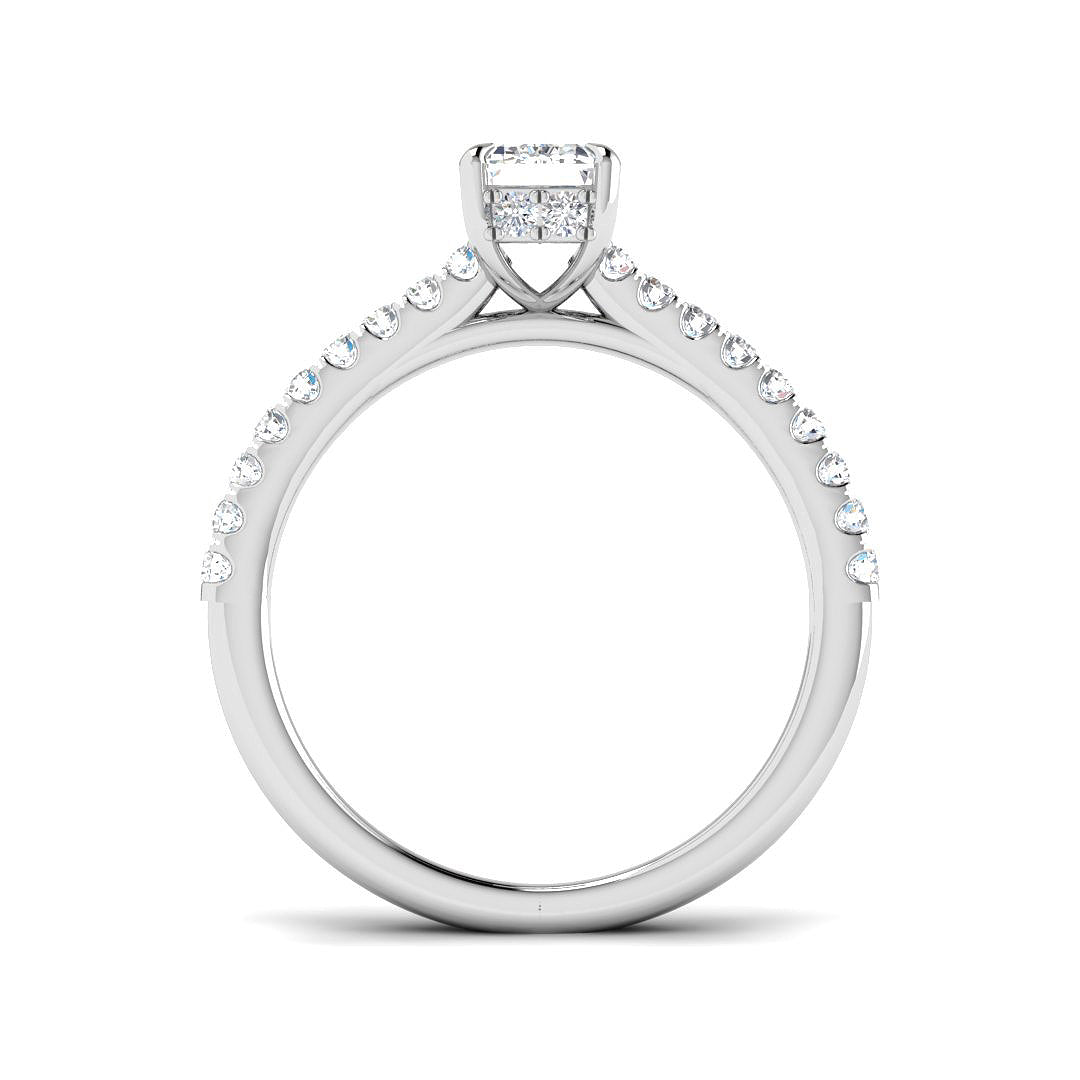 9ct White Gold Emerald Cut Lab Grown Diamond Ring 2