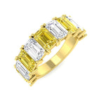 9ct Yellow Gold Emerald Cut Lab Grown Diamond and Lab Yellow Diamond Ring 1