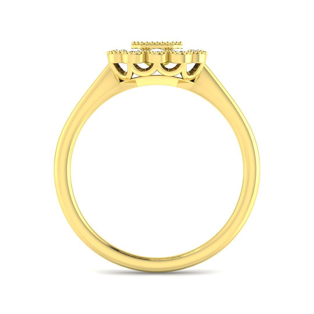 9ct Yellow Gold Emerald Cut Diamond Ring 2