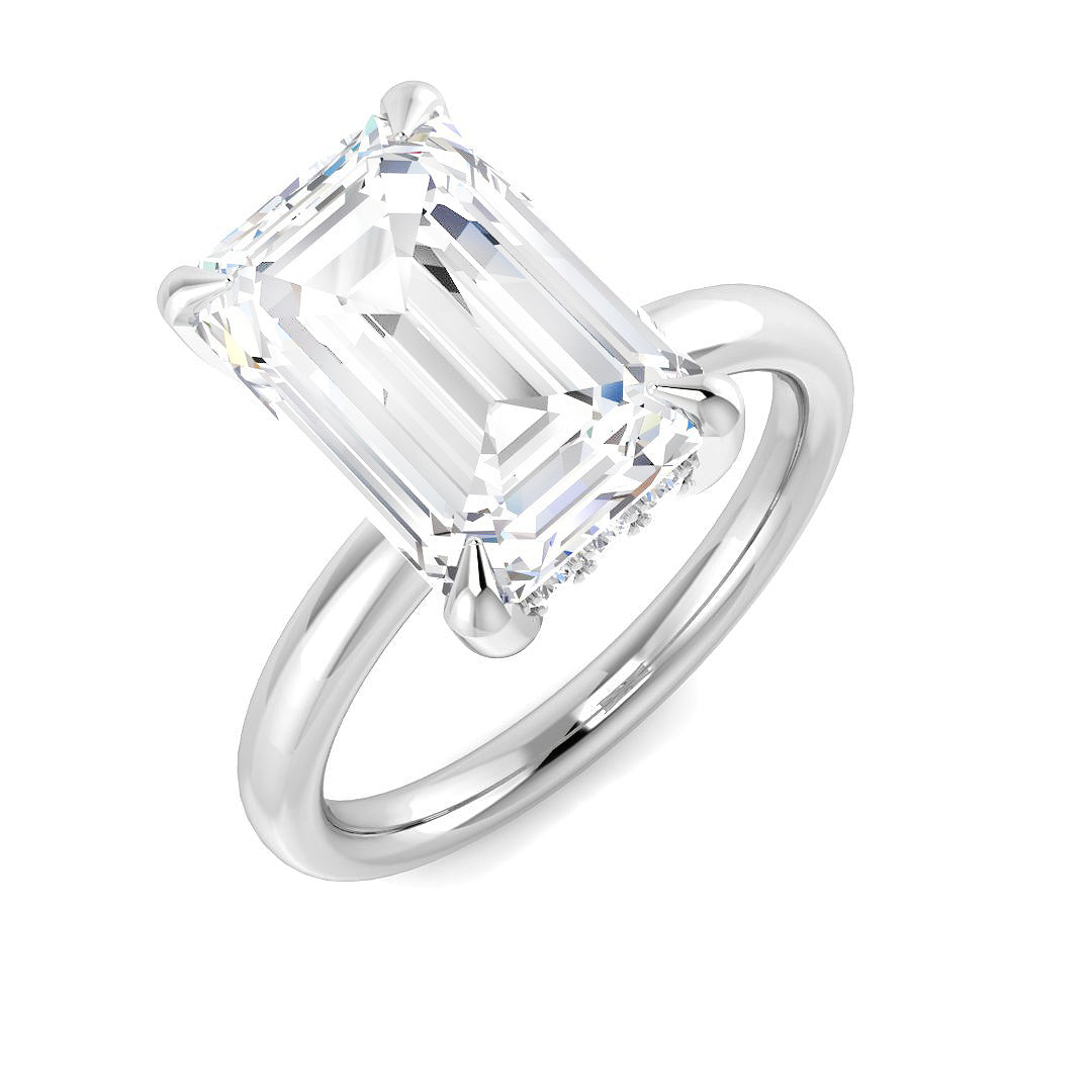9ct White Gold Emerald Cut Lab Grown Diamond Ring 1