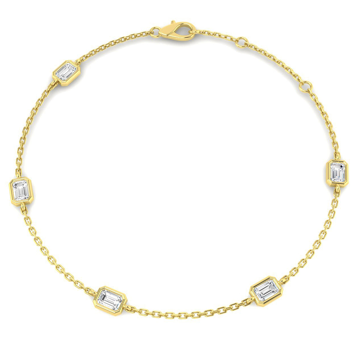 9ct Yellow Gold Emerald Cut Lab Grown Diamond Bracelet 1