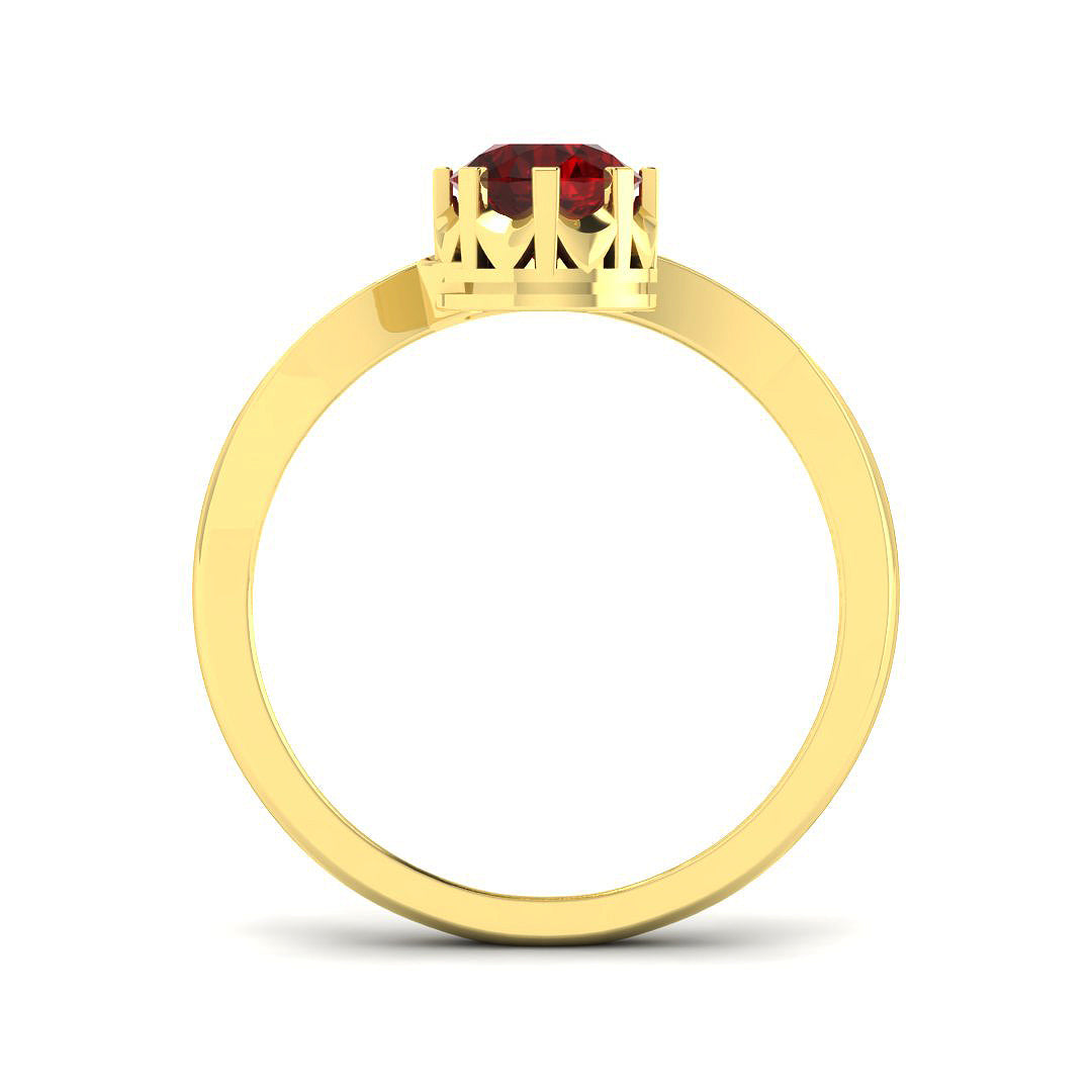18ct Yellow Gold Round Ruby and Diamond Ring 2