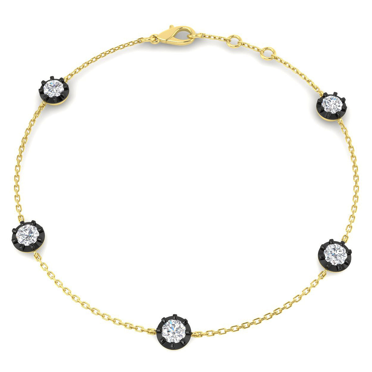 9ct Yellow Gold Round Lab Grown Diamond Bracelet 1