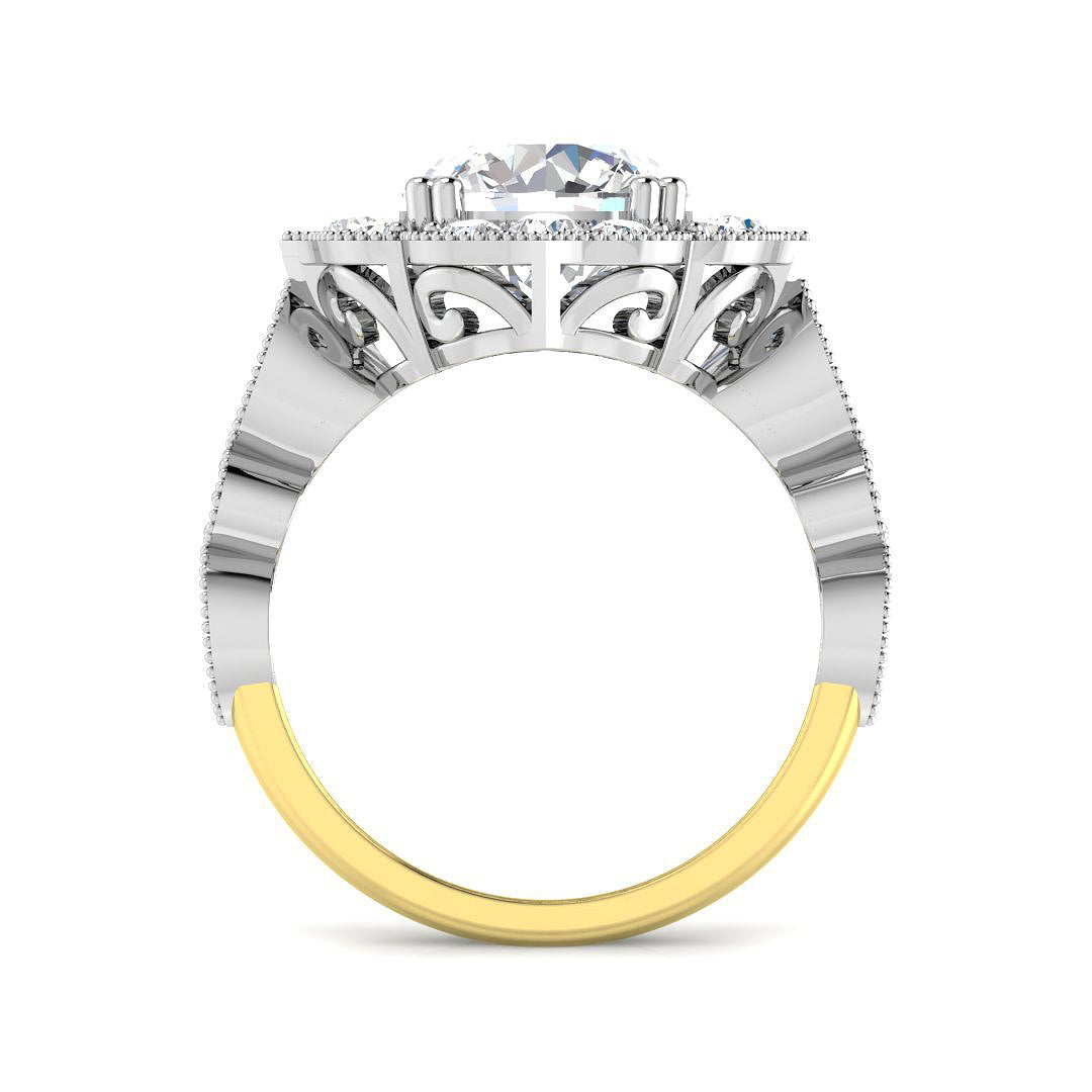 9ct Two Tone Round Cvd Old Cut Ring 2