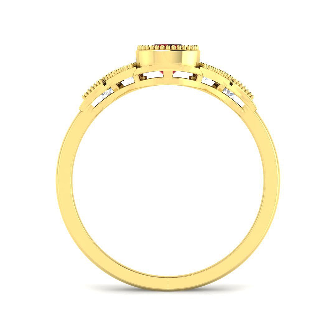 9ct Yellow Gold Round Ruby and Diamond Ring 2