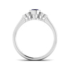 9ct White Gold Oval Blue Sapphire and Diamond Ring 2