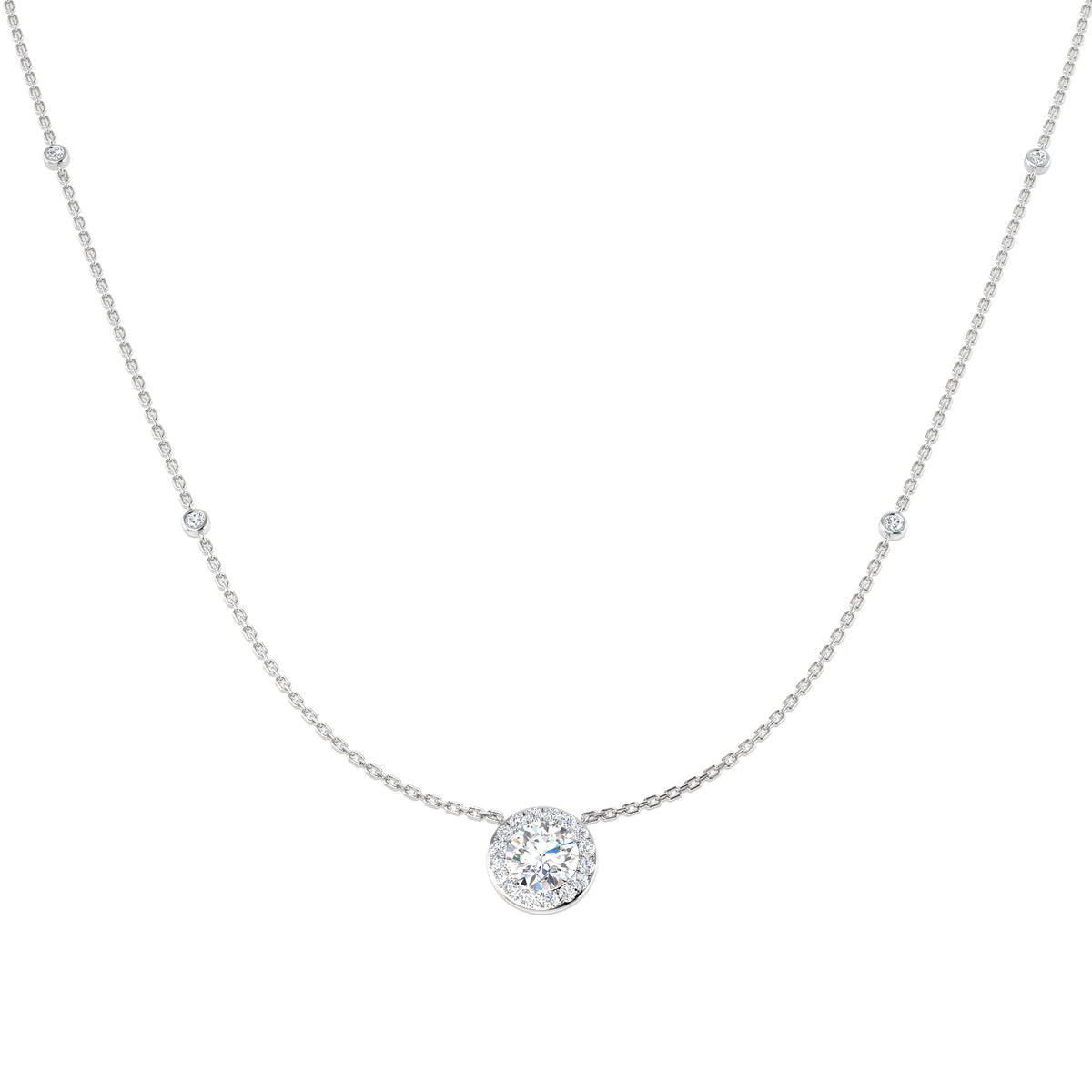 9ct White Gold Round Lab Grown Diamond Necklace 1