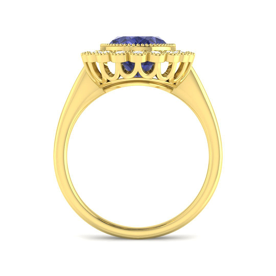 9ct Yellow Gold Oval Tanzanite and Diamond Ring 2