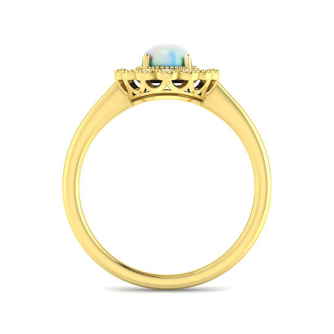 9ct Yellow Gold Oval Opal and Diamond Ring 2