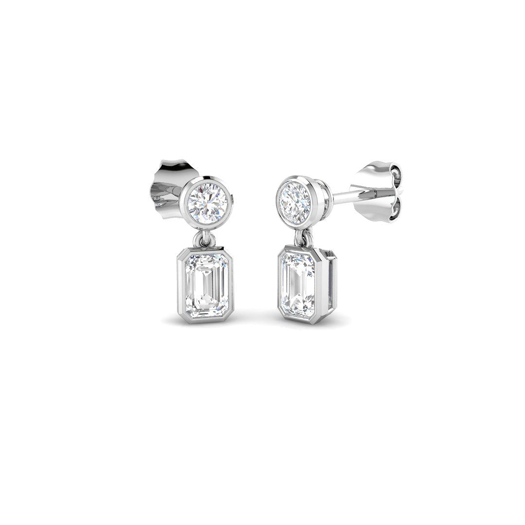 9ct White Gold Emerald Cut Lab Grown Diamond Earrings 1