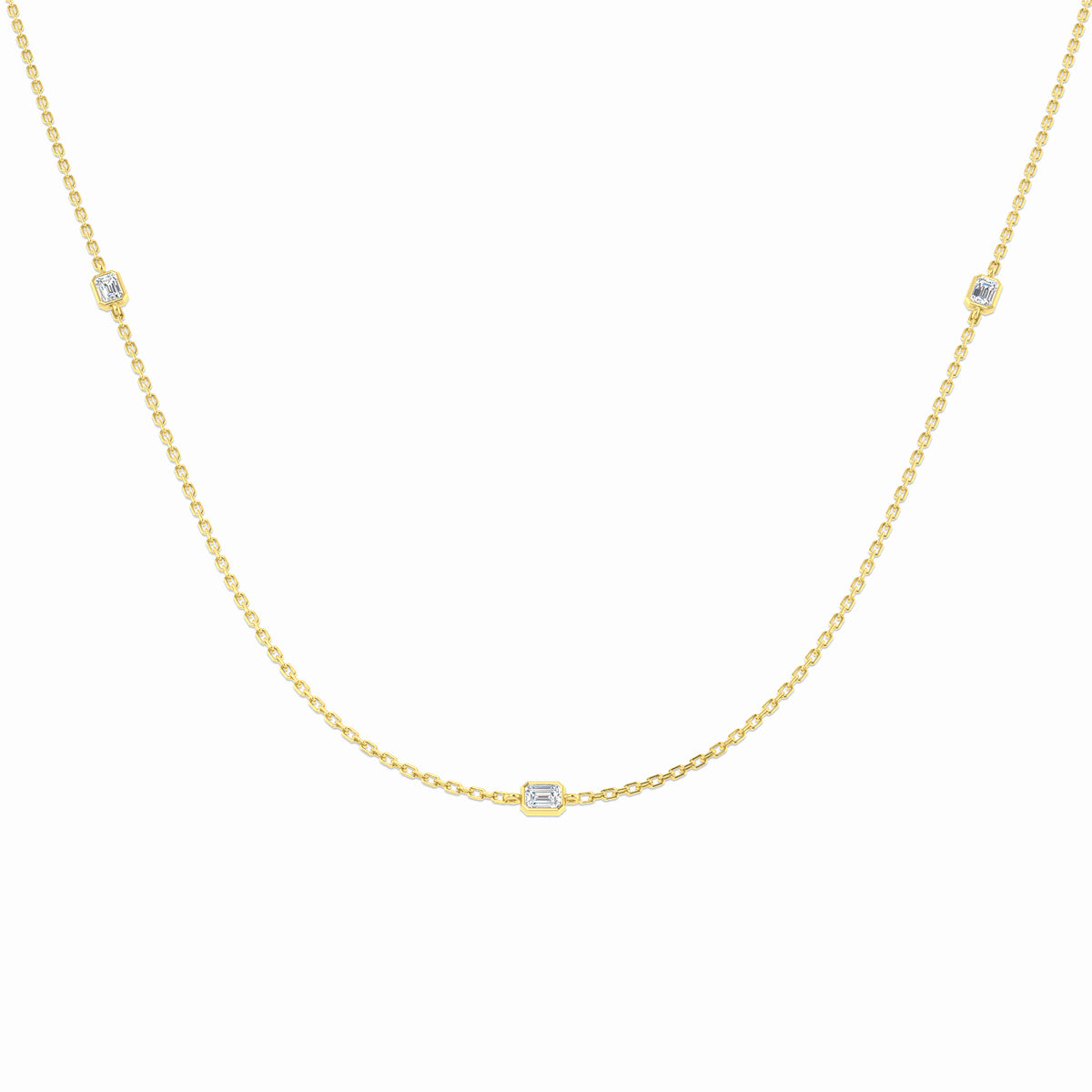 9ct Yellow Gold Emerald Cut Lab Grown Diamond Necklace 1