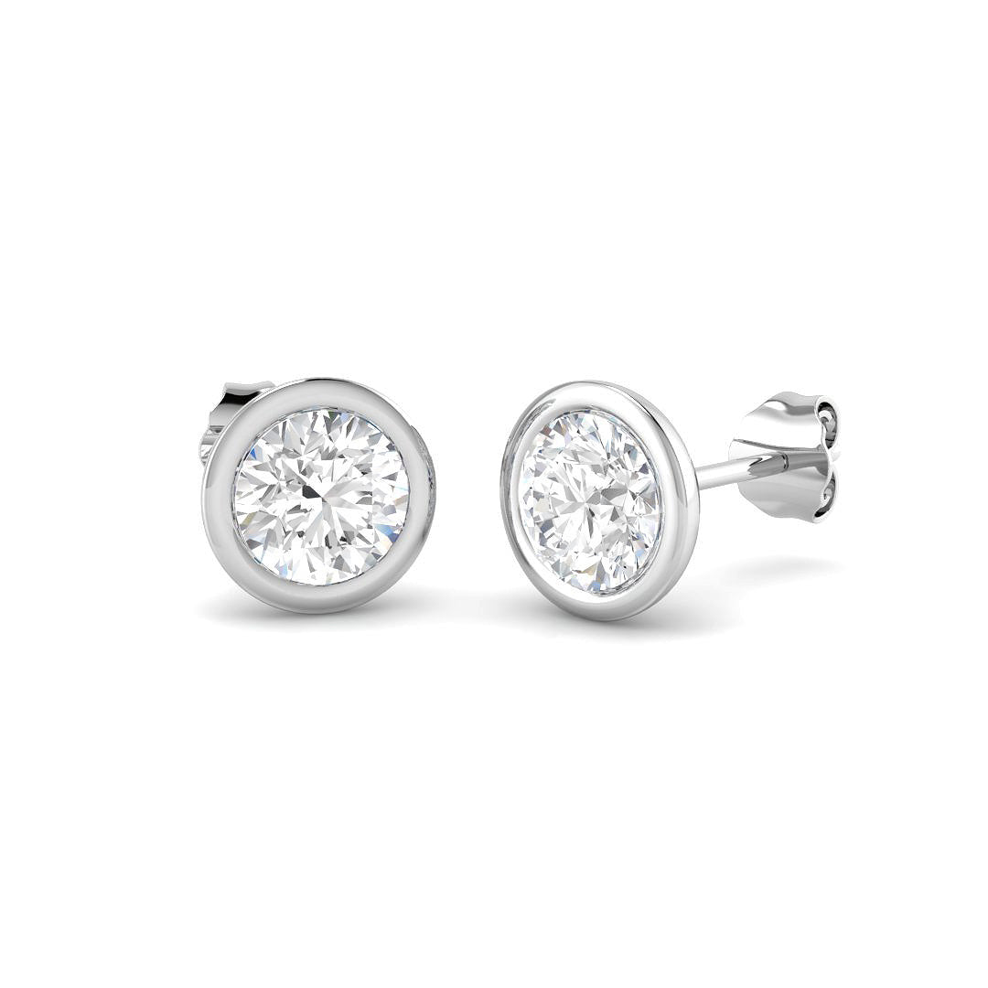 9ct White Gold Round Lab Grown Diamond Earrings 1