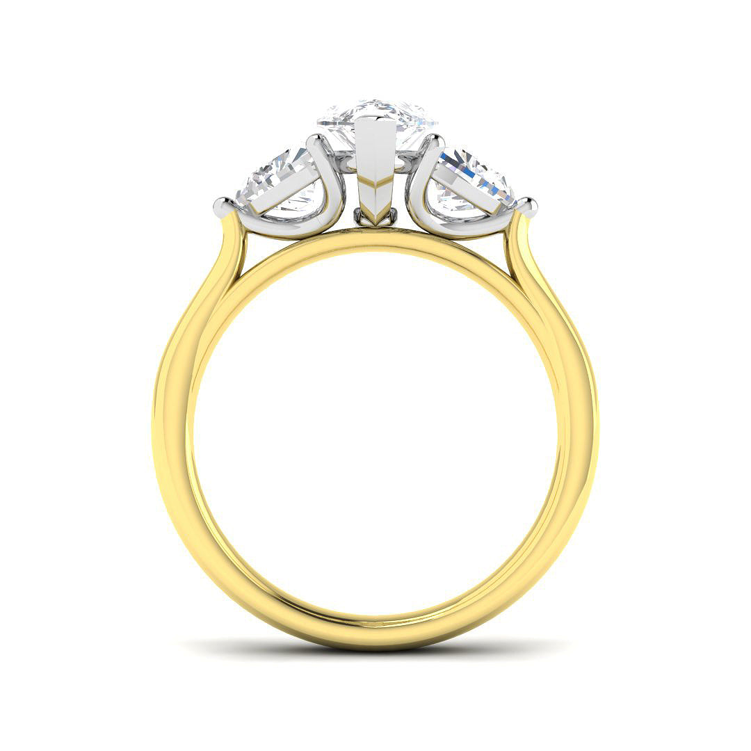 9ct Two Tone Marquise and Trillion Lab Grown Diamond Ring 2