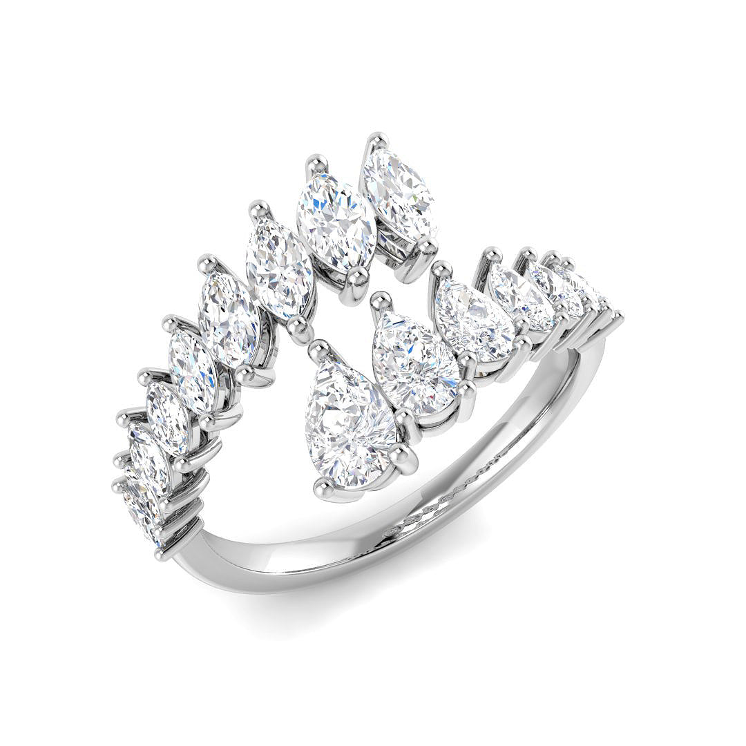 9ct White Gold Marquise and Pear Lab Grown Diamond Ring 1