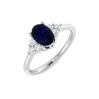9ct White Gold Oval Blue Sapphire and Diamond Ring 1