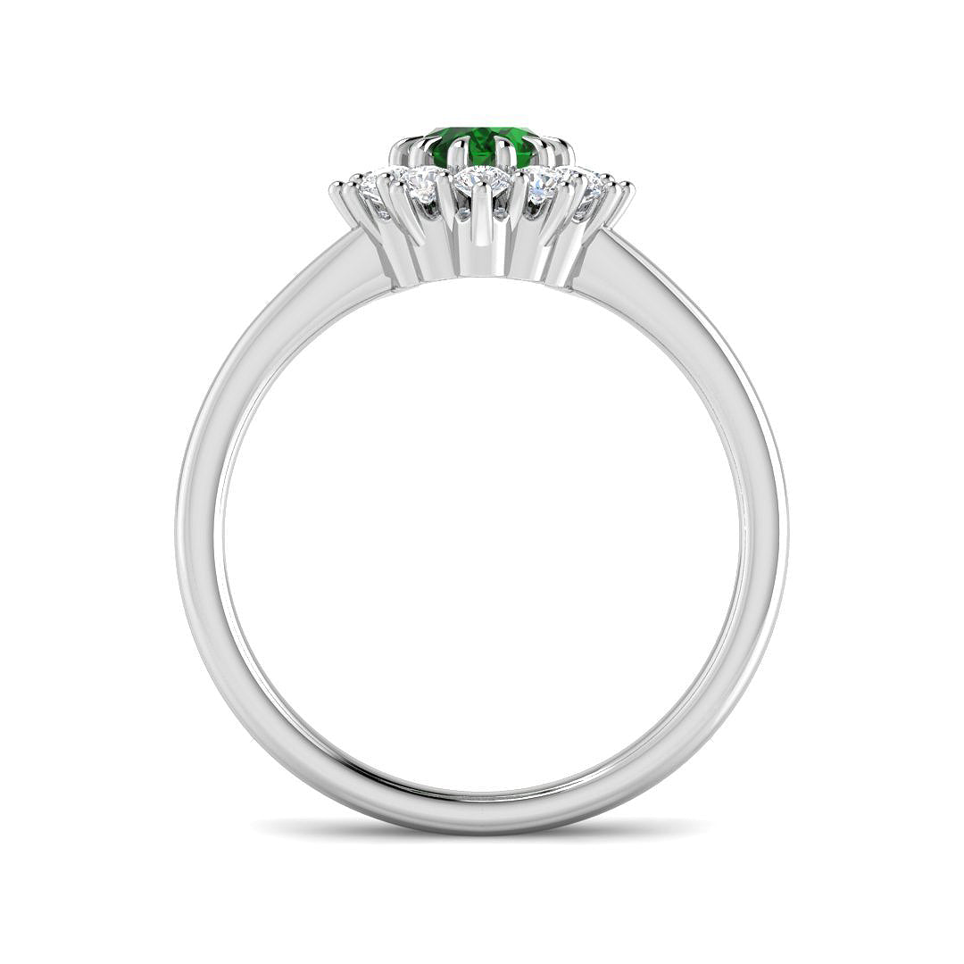 Platinum Oval Emerald and Diamond Ring 2