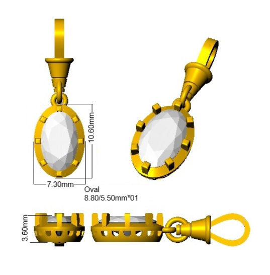 9ct Yellow Gold Oval Lab Grown Diamond Pendant 2