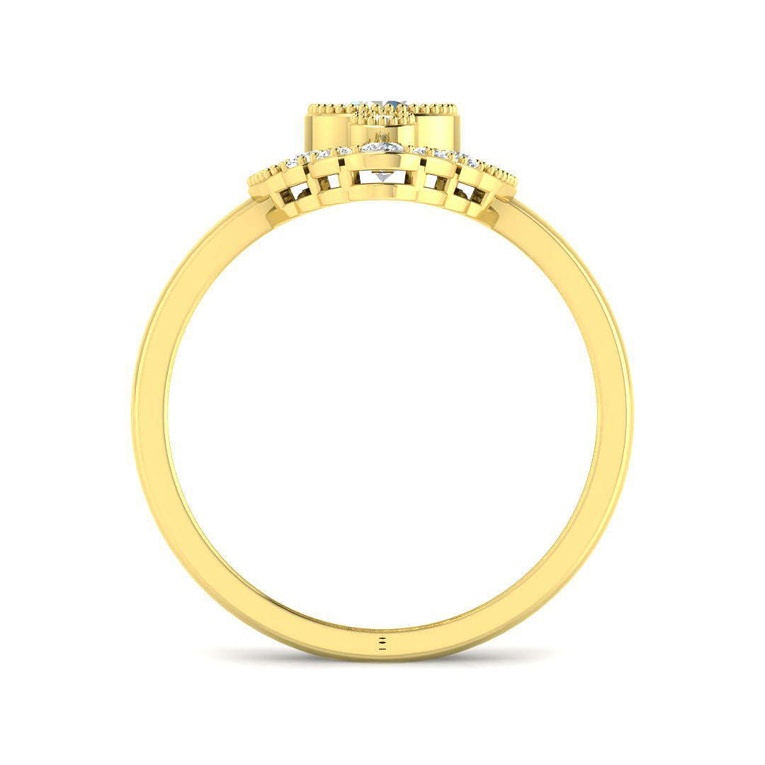 9ct Yellow Gold Round Cvd Old Cut Ring 2