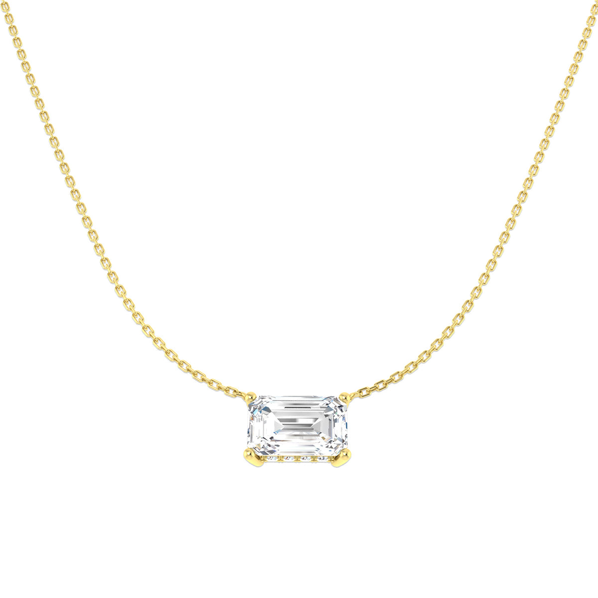 9ct Yellow Gold Emerald Cut Lab Grown Diamond Necklace 1