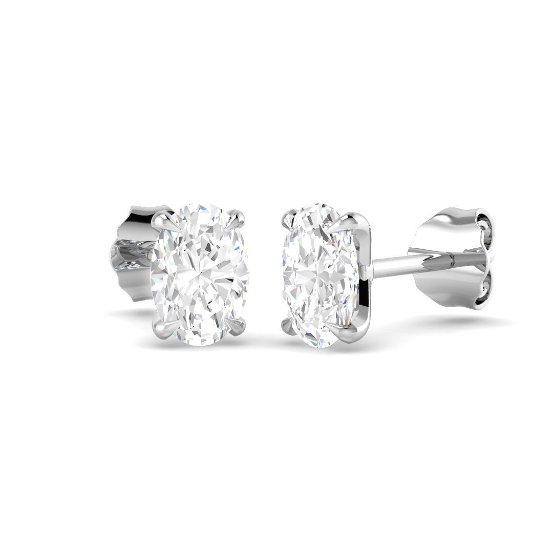 9ct White Gold Oval Lab Grown Diamond Earrings 1