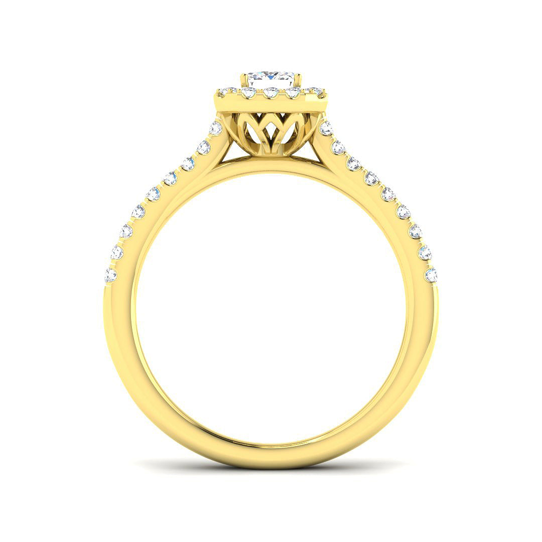 9ct Yellow Gold Emerald Cut Lab Grown Diamond Ring 2