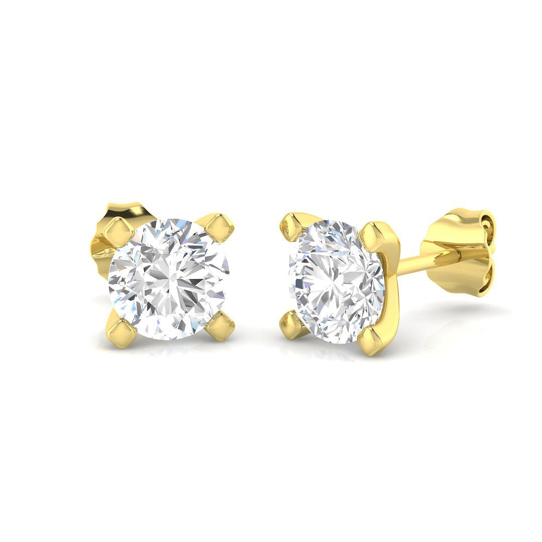 9ct Yellow Gold Round Lab Grown Diamond Earrings 1
