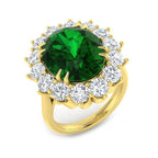18ct Yellow Gold Oval Emerald and Diamond Ring 1