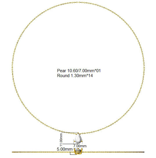 9ct Yellow Gold Pear Lab Grown Diamond Necklace 2