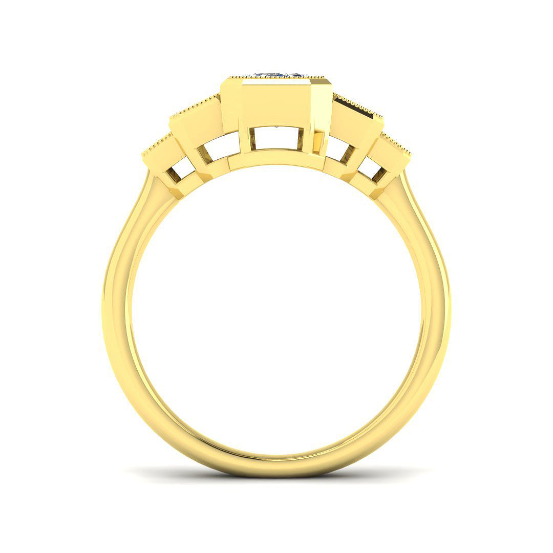 9ct Yellow Gold Emerald Cut Lab Grown Diamond Ring 2
